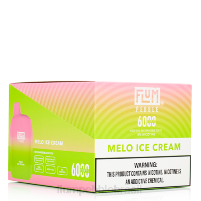 FLUM PEBBLES 6000 baforadas 10 pacotes sorvete de melo 828A56 | FLUM PEBBLE PRECIO